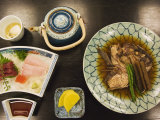Traditional Japanese Meal of Sushi and Fish Head, Tokyo, Honshu Island, Japan