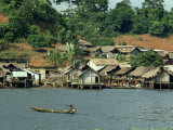 Pirogue, Adjoukron Fishing Village on Lagoon, Tiegba, Ivory Coast, Africa