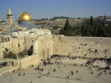 Western or Wailing Wall, with the Gold Dome of the Rock, Jerusalem, Israel