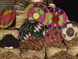 Dates and Woven Basketware in Bright Colours, Luxor, Thebes, Egypt