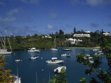 Landscape of Boats in Trott's Pond, Hamilton, Bermuda, Atlantic, Central America