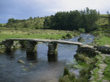 Traditional Clapper Bridge at Postbridge, Dartmoor, Devon, England, United Kingdom, Europe