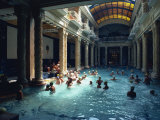 People Bathing in the Hotel Gellert Baths, Budapest, Hungary, Europe