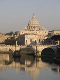 St. Peters Dome and the Tiber River, Rome, Lazio, Italy, Europe
