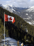 Canadian Flag at the Top of Sulphur Mountain, Banff National Park, Alberta, Canada
