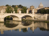 View of Vittorio Emanuele II Bridge, with St. Peters Dome, Rome, Lazio, Italy, Europe