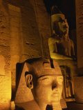 Floodlit Statues of Ramses II, Temple of Luxor, UNESCO World Heritage Site, Luxor, Thebes, Egypt