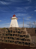 Fishing Baskets and Lighthouse on Prince Edward Island, Canada, North America