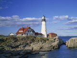 Portland Head Lighthouse on Rocky Coast at Cape Elizabeth, Maine, New England, USA