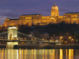 Chain Bridge over the River Danube with King's Palace Beyond, Budapest, Hungary