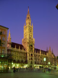 Town Hall at Night in the City of Munich, Bavaria, Germany, Europe