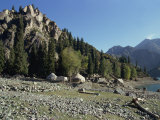 Yurts by Lake Tianchi, in the Mountains at Urumqi, in Xinjiang, China