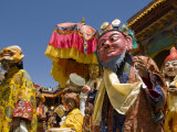 Group of Monks in Procession in the Monastery Courtyard, Hemis Festival, Hemis, Ladakh, India