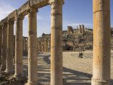 View Through Columns with People in the Forum, Jerash, Jordan, Middle East