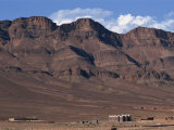 Atlas Mountains and Arid Landscape Near Agdz, with Farm, Ksar, Morocco, North Africa, Africa