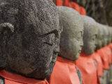 Row of Stone Figures Wearing Red Cloth, Sanzen in Shrine, Kyoto, Kansai, Honshu, Japan
