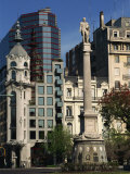 Architecture of Plaza Lavalle and Statue, Buenos Aires, Argentina, South America