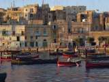 Boats Moored in Valletta Harbour at Dusk, Malta, Mediterranean, Europe