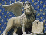 Close-Up of the Lion of St. Mark's Clock Tower in Venice, UNESCO World Heritage Site, Veneto, Italy