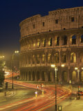 Colosseum Illuminated at Night in Rome, Lazio, Italy, Europe