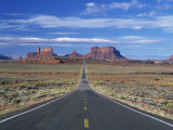 Straight Road Heading for Monument Valley, Navajo Reserve, on Border of Arizona and Utah, USA
