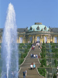Fountain and Stairway of the Sanssouci Castle in Potsdam, Brandenburg, Germany
