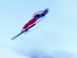 Blurred Action of Sky Jumper Flying Through the Air, Lake Placid, New York, USA