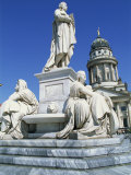 Statues on the Schiller Monument in the Gendarmenmarkt in Berlin, Germany, Europe
