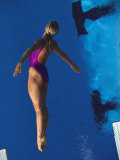 Female Diver in Action Off the Springboard