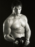 Man Working Out with Hand Wieghts, New York, New York, USA