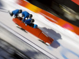 Start of a 4-Man Bobsled Team in Action, Torino, Italy
