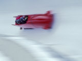 Blurred Action of 4 Man Bobsled Team, Albertville, France