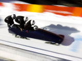 Start of a 4-Man Bobsled Team in Action, Torino, Italy