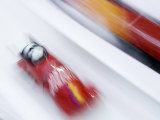 Two Man Bobsled in Action, Torino, Italy