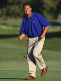 Male Golfer Reacts to a Successful Put