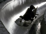 Silhouette of Bobsled in Action, Park City, Utah, USA