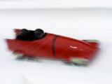 Two Man Bobsled in Action, Torino, Italy