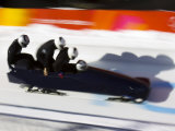 Start of a 4-Man Bobsled Team in Action, Torino, Italy