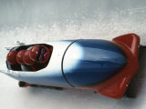 4 Man Bobsled Team in Action, Albertville, France