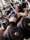 Young Woman Working Out with Hand Wieghts, Rutland, Vermont, USA