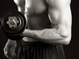 Man Working Out with Hand Wieghts, New York, New York, USA