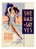 She Had to Say Yes, Lyle Talbot, Loretta Young on Midget Window Card, 1933