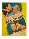 All of Me, Fredric March, Miriam Hopkins, George Raft, Helen Mack on Midget Window Card, 1934