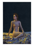 Female Nude on Gold Drapery
