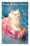 Happy Birthday Kitten, in Glasses