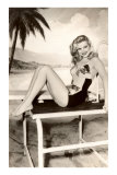Woman in One-Piece by Pool