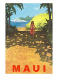 Maui, Cruise Ship, Hawaiian Girl on Jungle Path
