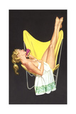 Buy Lady on Telephone with Legs Up on Chair Back at AllPosters.com