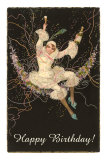 Happy Birthday, Lady Harlequin with Champagne