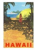 Hawaii, Cruise Liner, Girl on Beach Path